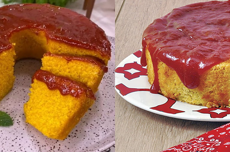 Receita de bolo de fubá com goiabada