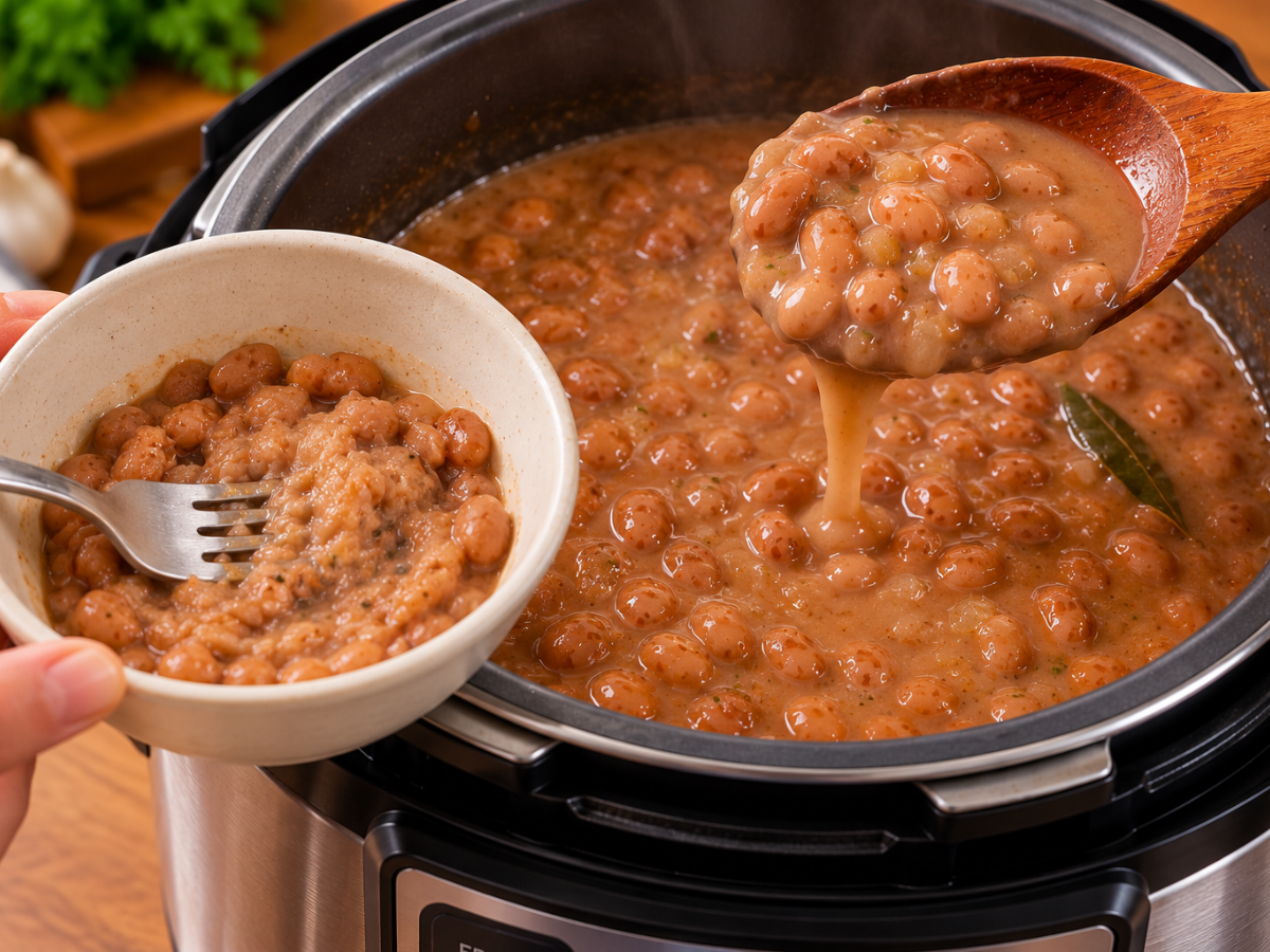 Receita de Feijão Carioca Cremoso na Panela de Pressão ElétricaDeixe o caldo bem cremoso